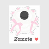 Hockey witte  ronde taart met roze strikken sticker (Vel)