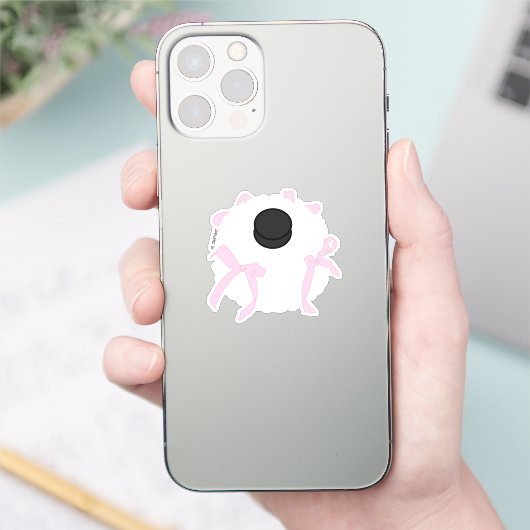 Hockey witte  ronde taart met roze strikken sticker (Telefoon)