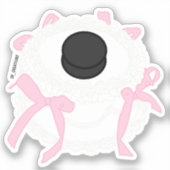 Hockey witte  ronde taart met roze strikken sticker (Voorkant)