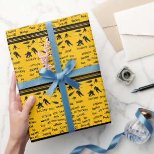 Hockey Wrapping Paper met persoonlijk naamnummer Cadeaupapier