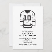 Hockey zwart en wit 10e verjaardag kaart (Voorkant)