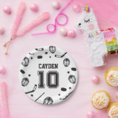 Hockey zwart en wit 10e verjaardag papieren bordje (Feest)