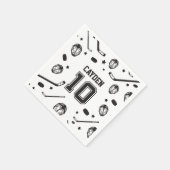 Hockey zwart en wit 10e verjaardag servet (Hoek)