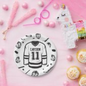 Hockey zwart en wit 11e verjaardag papieren bordje (Feest)