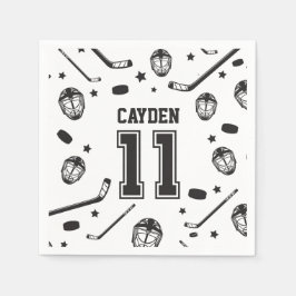 Hockey zwart en wit 11e verjaardag servet