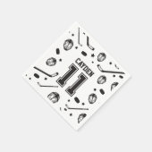 Hockey zwart en wit 11e verjaardag servet (Hoek)