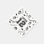 Hockey zwart en wit 12e verjaardag servet (Hoek)