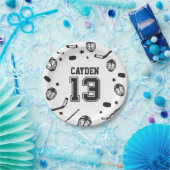 Hockey zwart en wit 13e verjaardag papieren bordje (Feest)