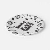 Hockey zwart en wit 13e verjaardag papieren bordje (Gekanteld)