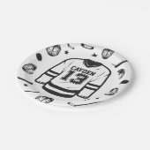 Hockey zwart en wit 13e verjaardag papieren bordje (Gekanteld)