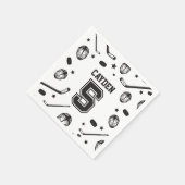 Hockey zwart en wit 5e verjaardag servet (Hoek)