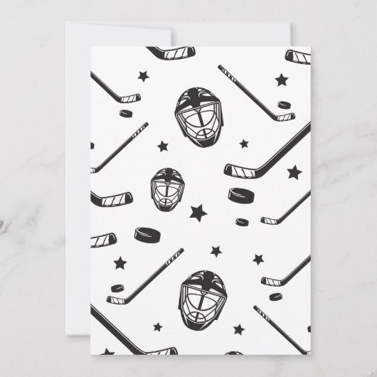 Hockey zwart en wit 6e verjaardag kaart (Achterkant)