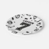 Hockey zwart en wit 7e verjaardag papieren bordje (Gekanteld)