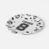 Hockey zwart en wit 8e verjaardag papieren bordje (Gekanteld)