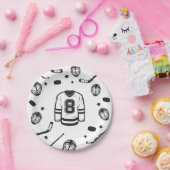 Hockey zwart en wit 8e verjaardag papieren bordje (Feest)