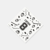 Hockey zwart en wit 8e verjaardag servet (Hoek)