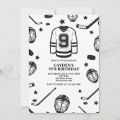Hockey zwart en wit 9e verjaardag kaart (Voorkant)