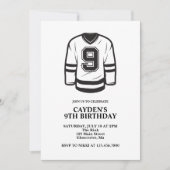 Hockey zwart en wit 9e verjaardag kaart (Voorkant)