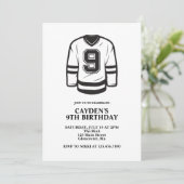 Hockey zwart en wit 9e verjaardag kaart (Staand voorkant)