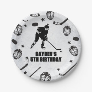 Hockey zwart en wit verjaardag papieren bordje