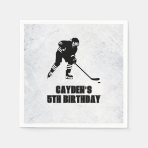 Hockey zwart en wit verjaardag servet