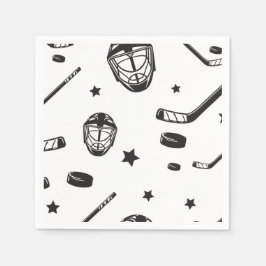 Hockey zwart en wit verjaardag servet