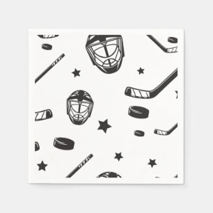 Hockey zwart en wit verjaardag servet