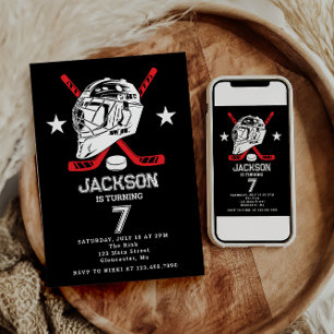 Hockey zwart-wit thema Kids Verjaardagsfeest Kaart