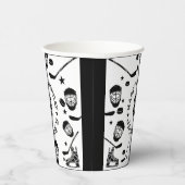 Hockey zwart-wit thema Kids Verjaardagsfeest Papieren Bekers (Rechts)