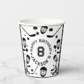 Hockey zwart-wit thema Kids Verjaardagsfeest Papieren Bekers (Voorkant)