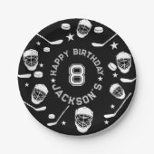 Hockey zwart-wit thema Kids Verjaardagsfeest Papieren Bordje (Voorkant)