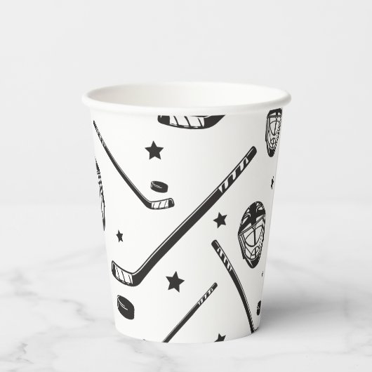 Hockey zwart-wit Verjaardag Papieren Bekers (Achterkant)