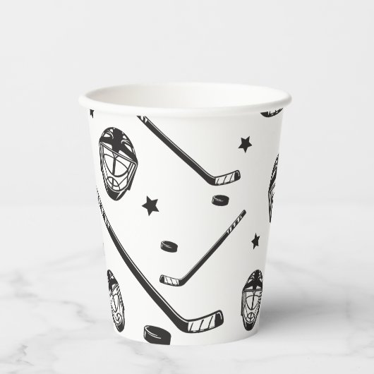 Hockey zwart-wit Verjaardag Papieren Bekers (Voorkant)