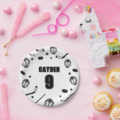 Hockey zwart-wit Verjaardag Papieren Bordje (Feest)