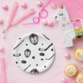 Hockey zwart-wit Verjaardag Papieren Bordje (Feest)