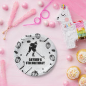 Hockey zwart-wit Verjaardag Papieren Bordje (Feest)