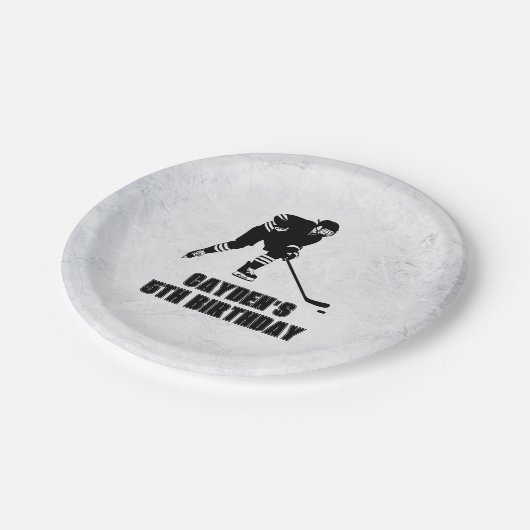 Hockey zwart-wit Verjaardag Papieren Bordje (Gekanteld)