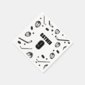 Hockey zwart-wit Verjaardag Servet (Hoek)