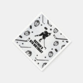 Hockey zwart-wit Verjaardag Servet (Hoek)