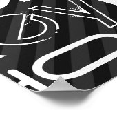 Hockey; zwarte & donkergrijze strepen poster (Hoek)