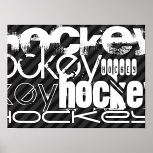 Hockey; zwarte & donkergrijze strepen poster