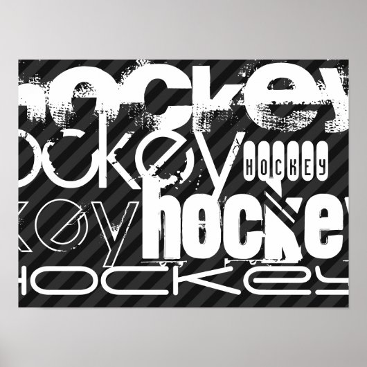 Hockey; zwarte & donkergrijze strepen poster (Voorkant)