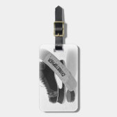 Hockey zwarte Schaatsen gepersonaliseerd Bagagelabel (Voorkant verticaal)