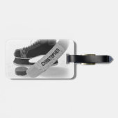 Hockey zwarte Schaatsen gepersonaliseerd Bagagelabel (Achterkant horizontaal)