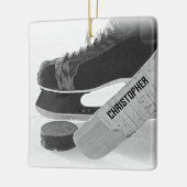 Hockey zwarte Schaatsen gepersonaliseerd Keramisch Ornament (Links)