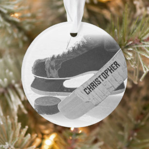 Hockey zwarte Schaatsen gepersonaliseerd Ornament