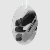 Hockey zwarte Schaatsen gepersonaliseerd Ornament (voorkant)