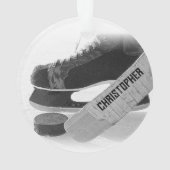 Hockey zwarte Schaatsen gepersonaliseerd Ornament (achterkant)