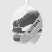 Hockey zwarte Schaatsen gepersonaliseerd Ornament (voorkant)