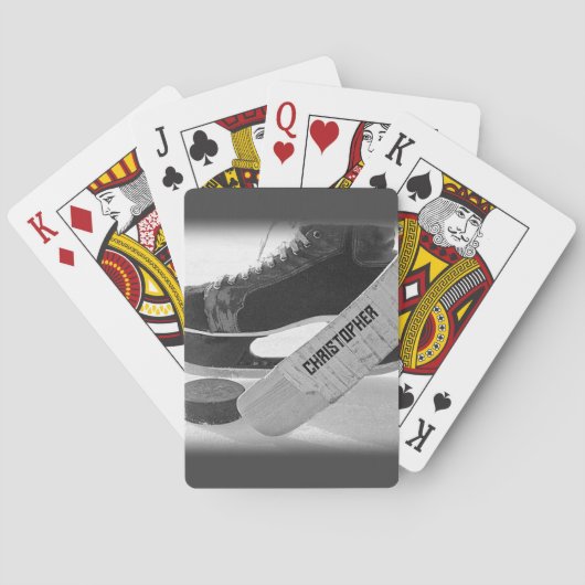 Hockey zwarte Schaatsen gepersonaliseerd Pokerkaarten (Achterkant)